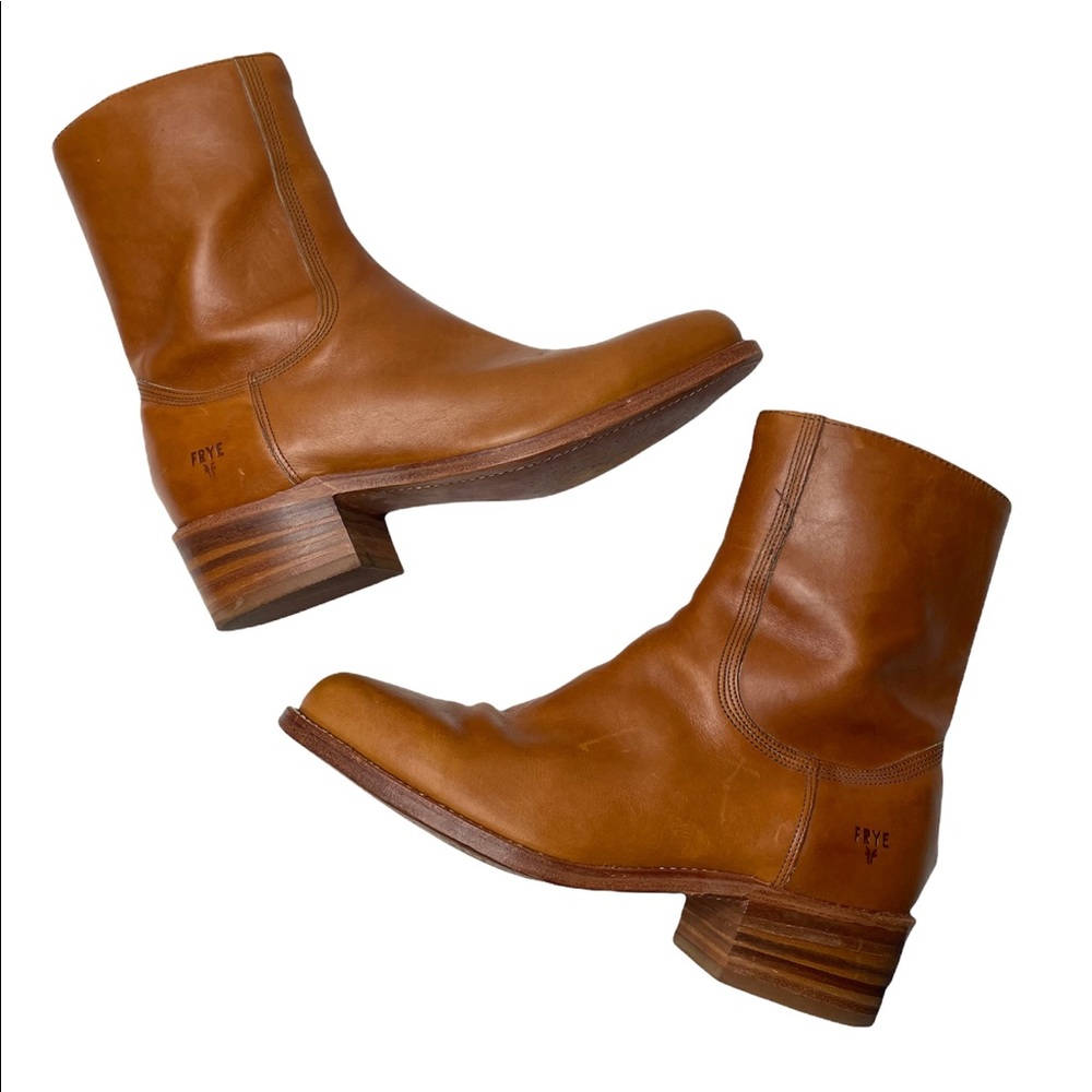 Frye | Vintage 1970’s Campus Short Boots Cognac Leather Made in USA 8.5